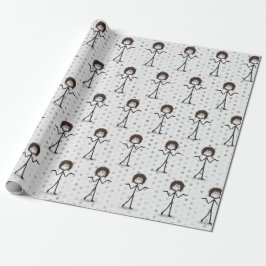 Stick figur Girl with Hair and Glasses Presentpapper