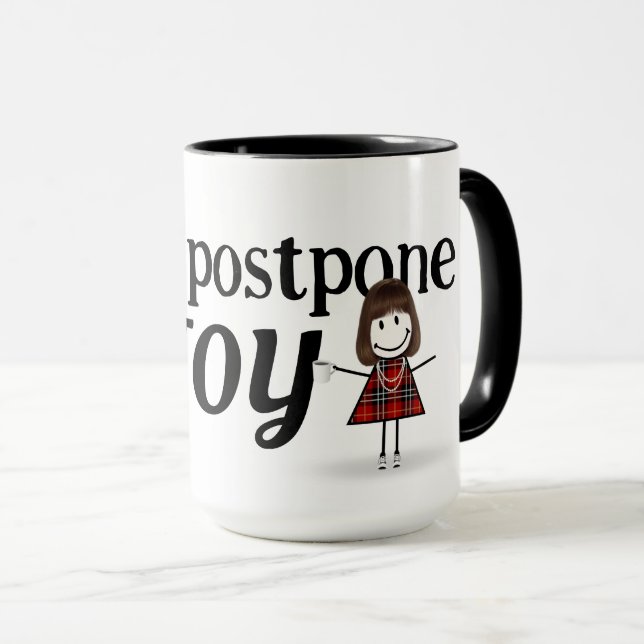 Stick figur Girl with Joy Quote Mugg (Framsida höger)