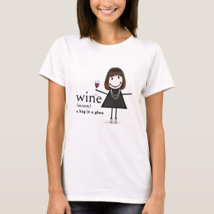 Stick figur Girl with Red Vin Glass T Shirt