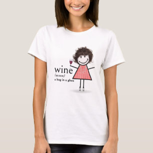 Stick figur Girl with Red Vin Glass T Shirt
