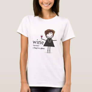 Stick figur Girl with Red Vin Glass T Shirt