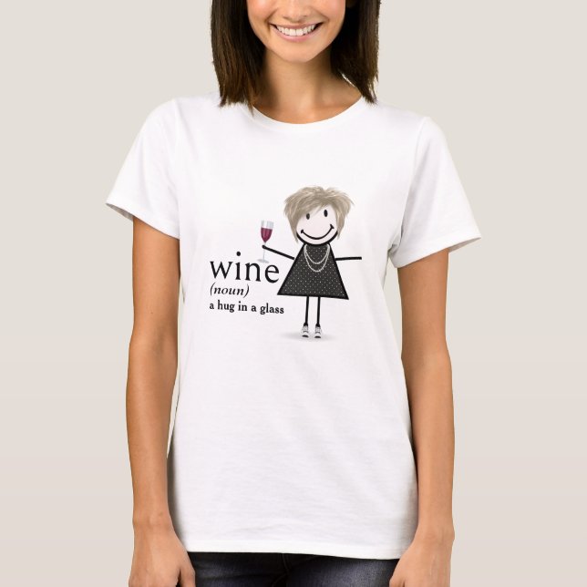 Stick figur Girl with Red Vin T Shirt (Framsida)