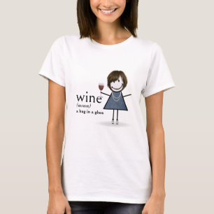 Stick figur Girl with Red Vin T Shirt