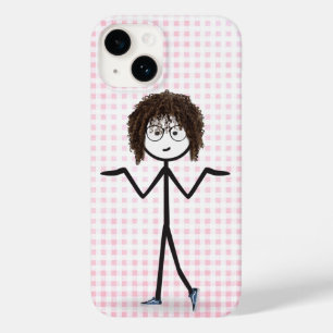 Stick figur Girl with Sneakers on Gingham