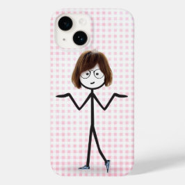 Stick figur Girl with Sneakers on Gingham