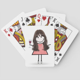 Stick figur Girl with Vin Glass Casinokort
