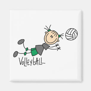 Stick figur Girls Volleyball T-shirts och presente Magnet