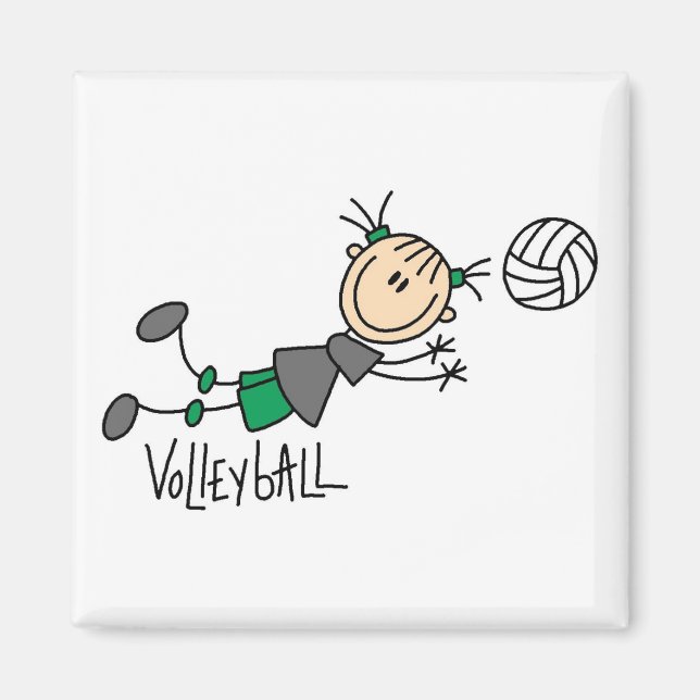 Stick figur Girls Volleyball T-shirts och presente Magnet (Framsidan)