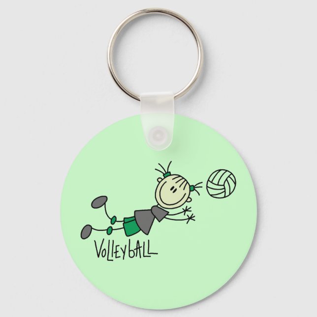Stick figur Girls Volleyball T-shirts och presente Nyckelring (Framsida)