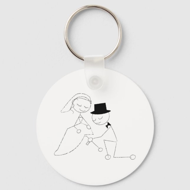 Stick figur Groom med Garter Nyckelring (Framsida)