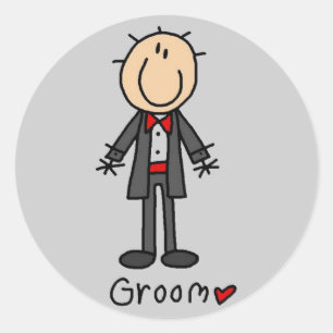 Stick figur Groom T-tröjor och presenter Runt Klistermärke