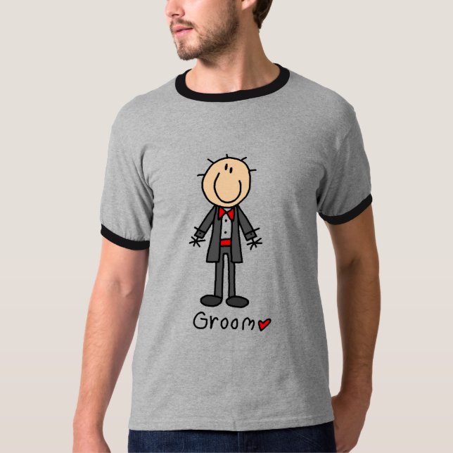 Stick figur Groom T-tröjor och presenter T Shirt (Framsida)