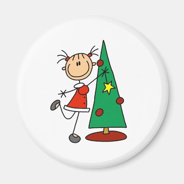 Stick figur Helgdag Träd Magnet (Framsidan)