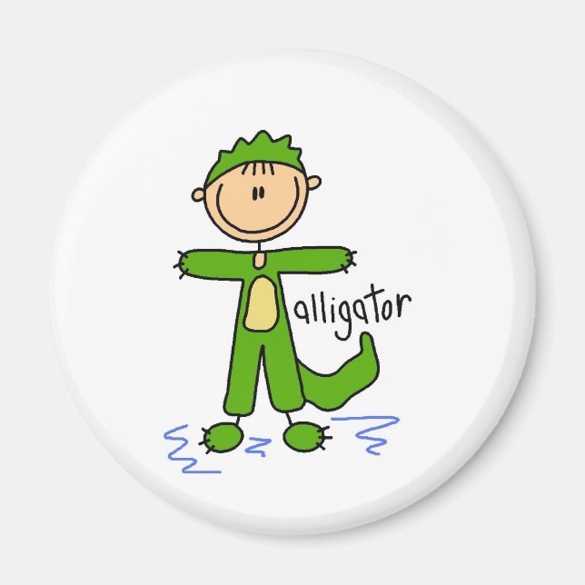 Stick figur i Alligator Kostym Magnet (Framsidan)