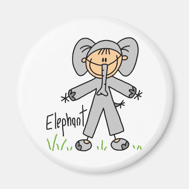 Stick figur i Elephant Kostym Magnet (Framsidan)