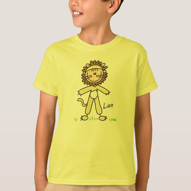 Stick figur i lejon kostymskjorta tee shirt (Framsida)