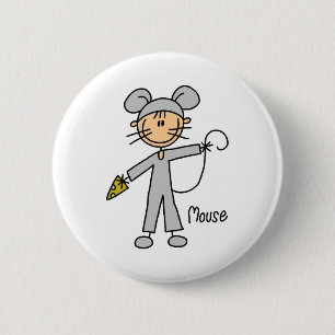 Stick figur i muskostym knäppas knapp