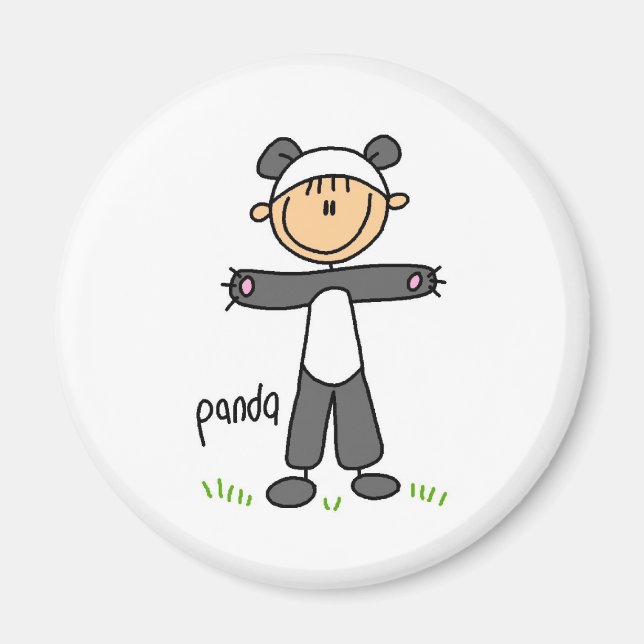 Stick figur i Panda Kostym Magnet (Framsidan)