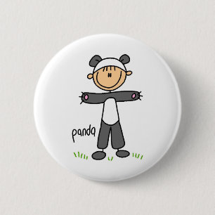 Stick figur i Pandakostym knäppas Knapp