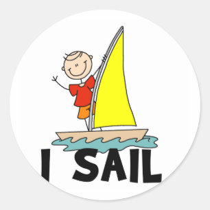 Stick figur I Sail T-tröjor och presenter Runt Klistermärke