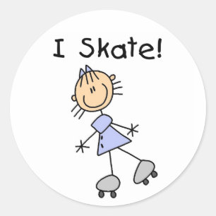 Stick figur I Skate Tshirts och presenter Runt Klistermärke