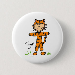 Stick figur i tigerkostym knäppas knapp