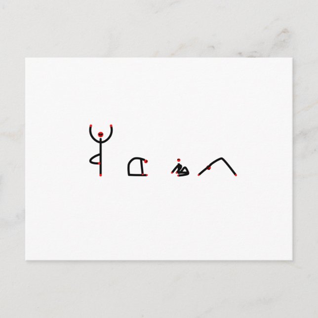 Stick figur i yoga har stavat YOGA. Vykort (Framsida)