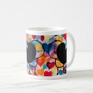 Stick figur Kärlek: Stor hjärtan och färgstark bak Kaffemugg