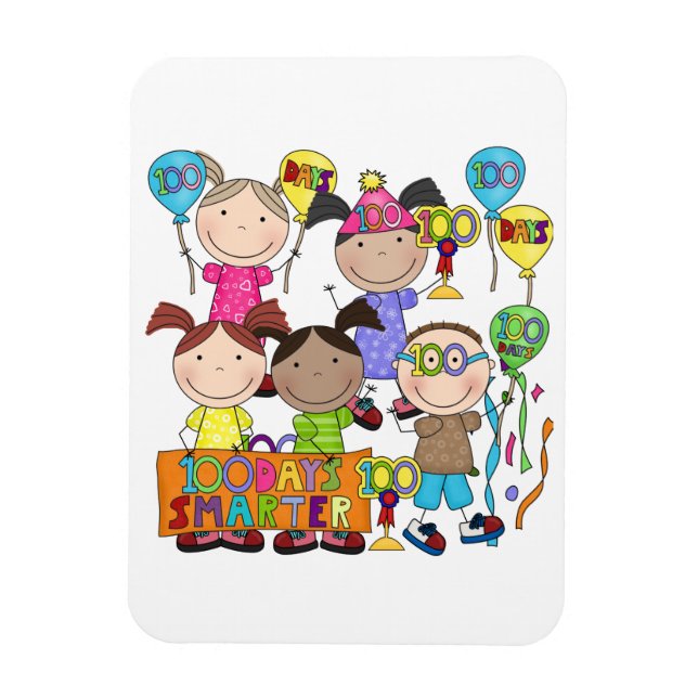Stick figur Kids 100 dagar smartare Magnet (Vertikal)