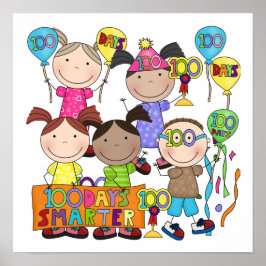 Stick figur Kids 100 dagar smartare Poster