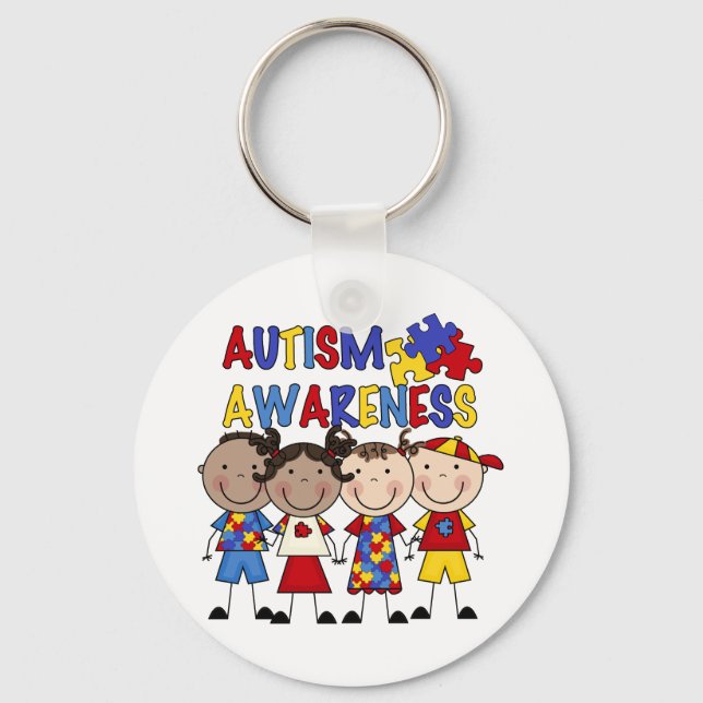 Stick figur Kids Autism Awareness Nyckelring (Framsida)