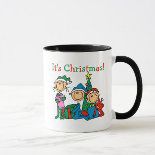 Stick figur Kids Det är julskjortor och julklappar Mugg