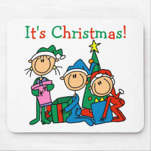 Stick figur Kids Det är julskjortor och julklappar Musmatta