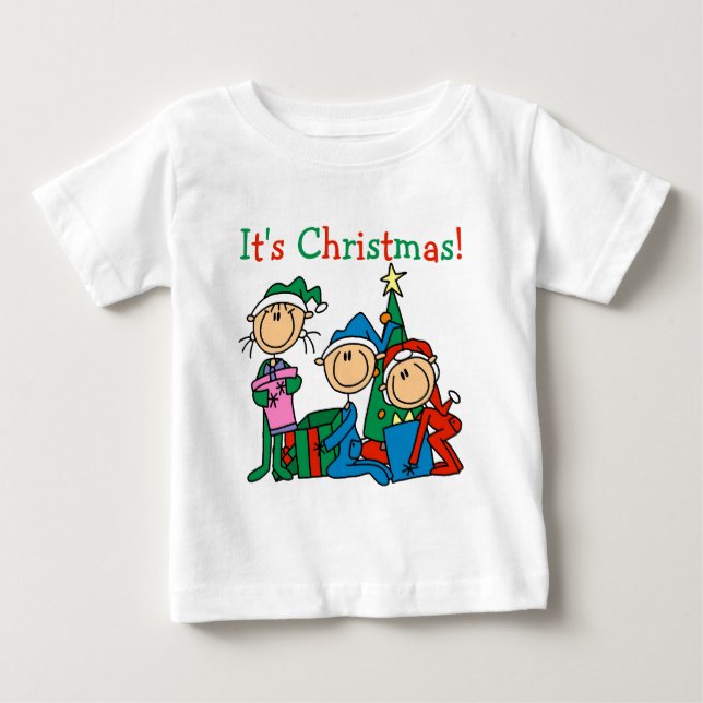 Stick figur Kids Det är julskjortor och julklappar Tee (Framsida)