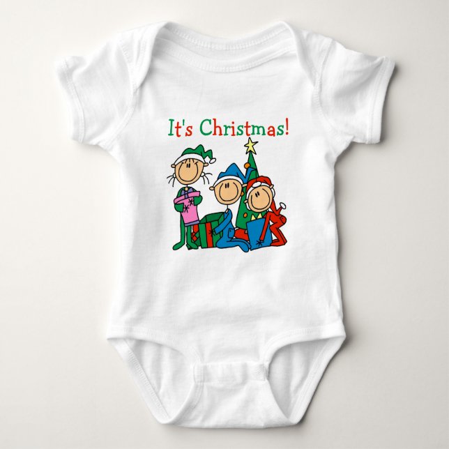 Stick figur Kids Det är julskjortor och julklappar Tee Shirt (Framsida)