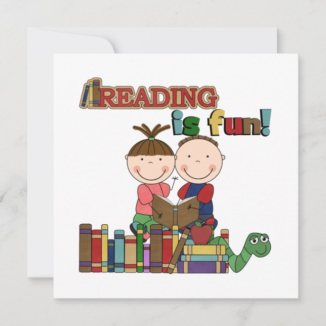 Stick figur Kids Reading är Roligt (Framsida)