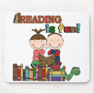 Stick figur Kids Reading är Roligt Musmatta