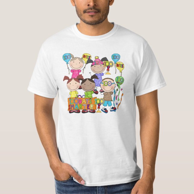 Stick figur lurar 100 dagar mer smart t-shirt (Framsida)