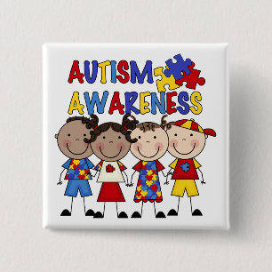 Stick figur lurar Autismmedvetenhet Knapp