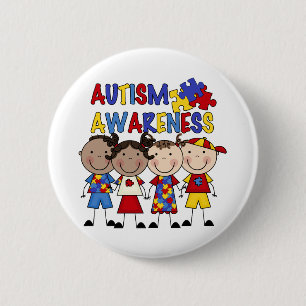Stick figur lurar Autismmedvetenhet Knapp