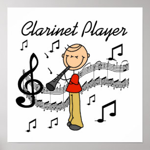 Stick figur Male Clarinet Player Tshirts och Gift Poster