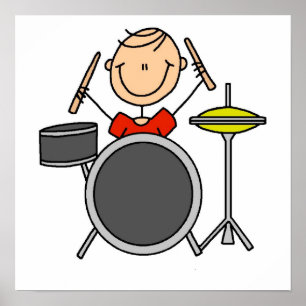 Stick figur Male Drummer T-shirts och presenter Poster