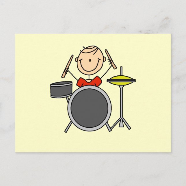 Stick figur Male Drummer T-shirts och presenter Vykort (Framsida)