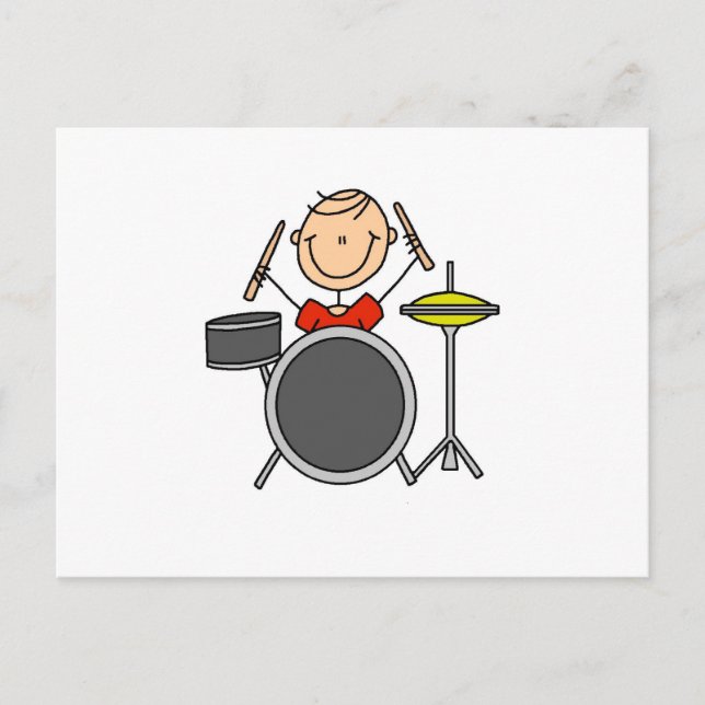 stick figur Male Drummer T-shirts och presenter Vykort (Framsida)