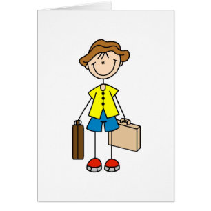 Stick figur med bagagekortet hälsningskort