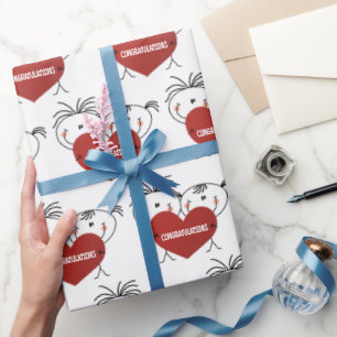 Stick figur Newlyweds Grattisar Presentpapper