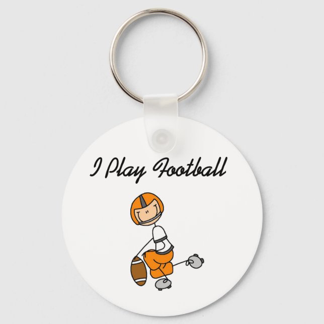 Stick figur Orange I spelar fotboll Nyckelring (Framsida)