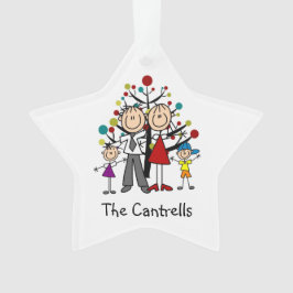 Stick figur Pappa, Mamma, flicka, akryl-prydel