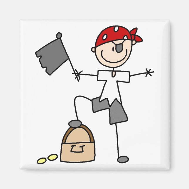 Stick figur Pirat Treasure Magnet (Framsidan)