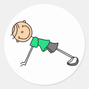 Stick figur Push UPS-etikett Runt Klistermärke